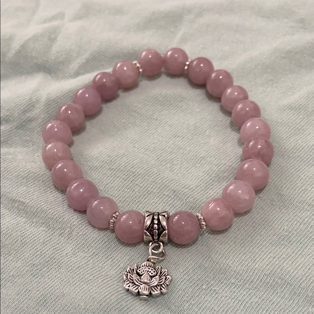 Handmade Lotus Charm Bracelet - Stretch Bracelet